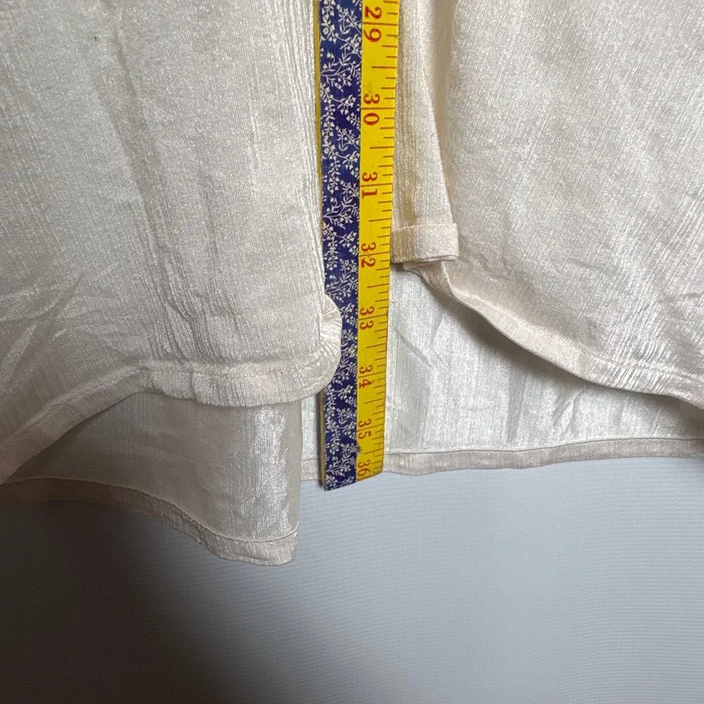 Vintage Cream Nylon Nightgown 1XL Floral Embroidery Short Sleeve Sleep Dress USA